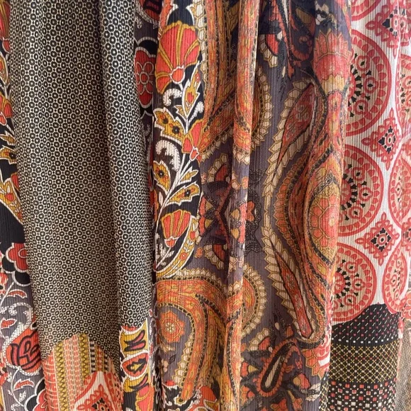 NWT Oriental Paisley Print Chiffon Midi Long Sleeve Dress. Size Small. - Picture 8 of 15